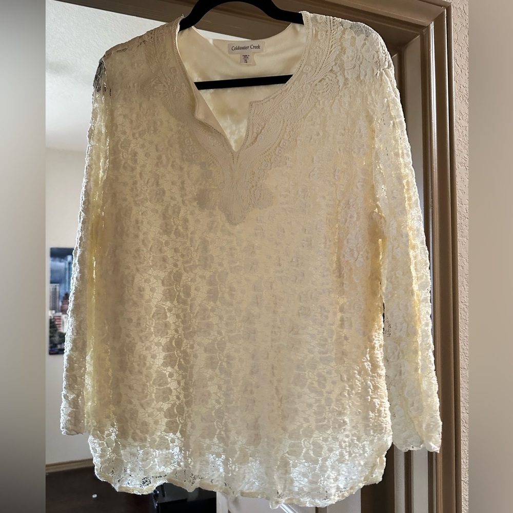 Coldwater Creek ivory lace top